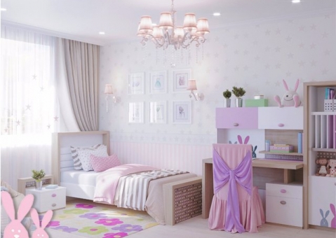 Мебель MIX BUNNY ABC-King pink для девочек с зайчиками