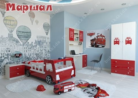 Детская мебель Маршал с пожарной кроватью-машиной
