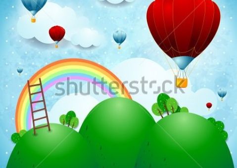Фотообои детские Воздушные шары и радуга