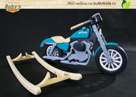 Детский мотоцикл-качалка из дерева Baby’s Garage