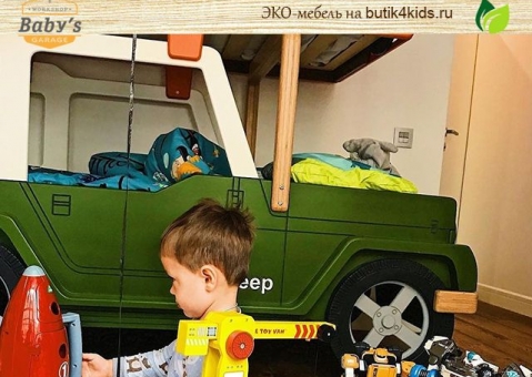 Двухъярусная кровать-машина джип Wrangler Baby’s Garage