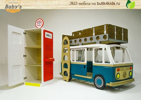ЭКО шкаф бензоколонка Pump Baby’s Garage для игрушек со счётами