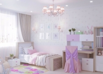 Детская кровать MIX ABC-King №1 розовая и голубая