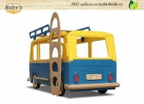 ЭКО кровать автобус Camper Оne Baby’s Garage с сиденьями и рулём