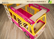 ЭКО кровать-машина для двоих детей Camper Two Baby’s Garage в виде автобуса